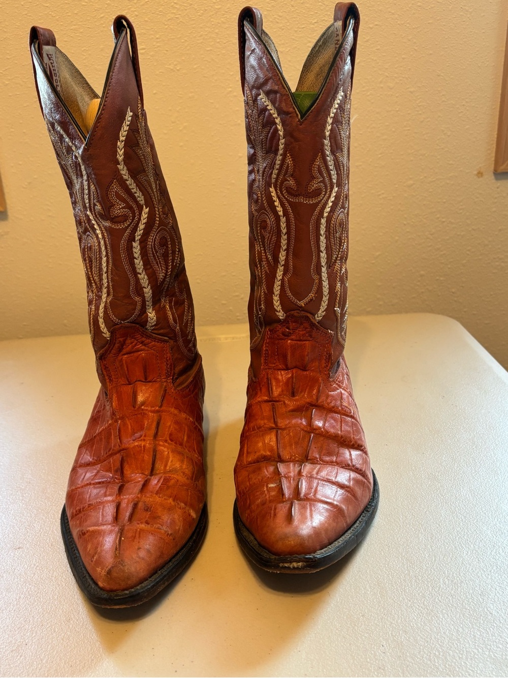 Men's Bandeleros Western Croc-Embossed Leather Boots in Brown
